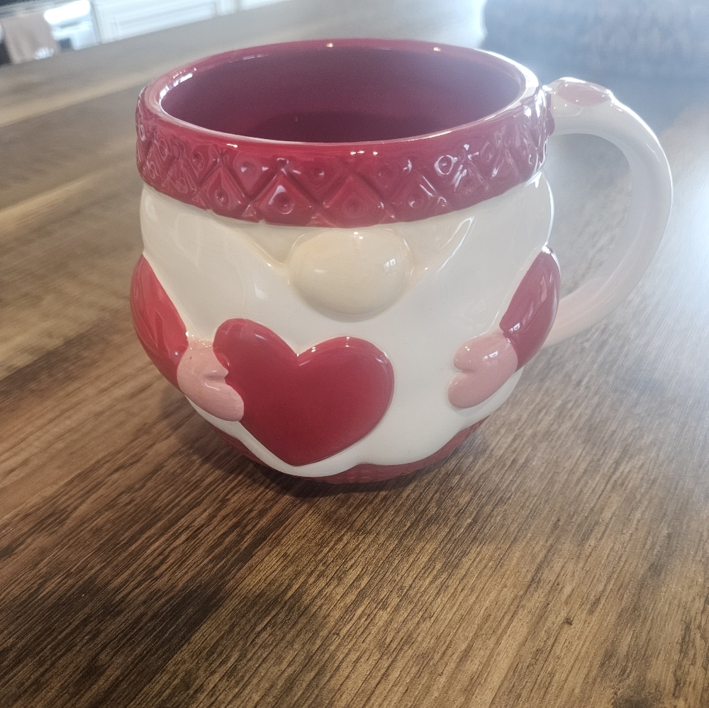 Gnome Red, Pink and White Heart Mug